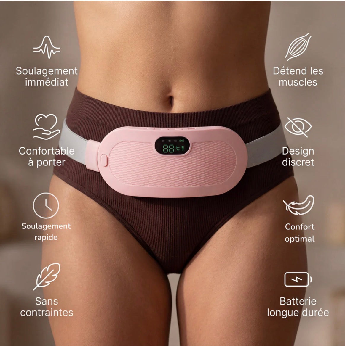 ChaleurDouce™– Ceinture chauffante et massante menstruelle