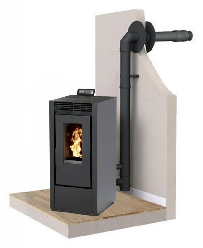 PACK : Poêle à granules étanche + Kit ventouse - INTERSTOVES Marina 11 kW — coloris noir
